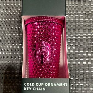 Starbucks Tumbler Cold Cup Keychain Ornament — Pink — Holiday 2022